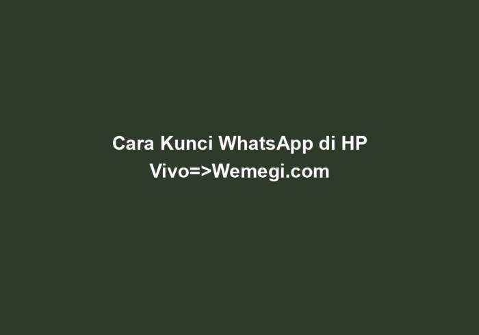 Kunci WhatsApp di HP Vivo: Panduan Lengkap untuk Keamanan Privasi