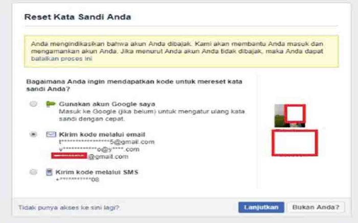 Cara Bobol Facebook Lupa Kata Sandi Nomor HP Tidak Aktif