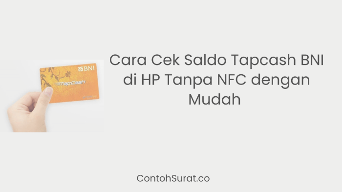 Cara Mudah Cek Saldo Tapcash BNI di HP Tanpa NFC