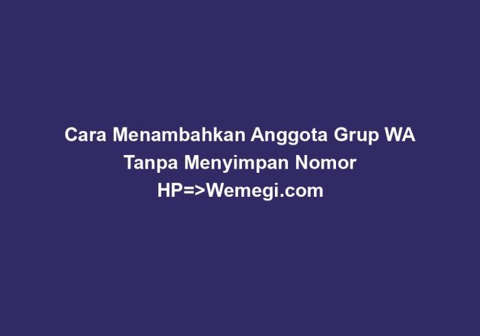 Trik Jitu Menambahkan Anggota Grup WA Tanpa Simpan Nomor