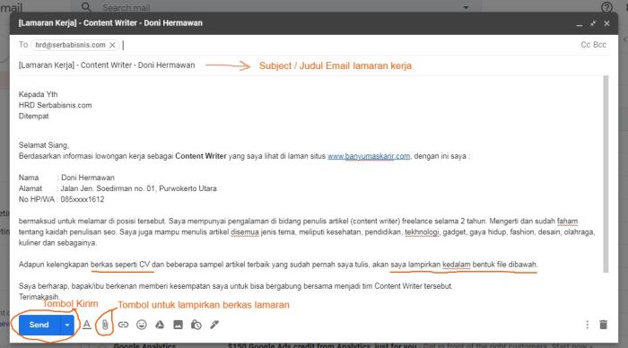 Cara Membuat Lamaran Kerja Via Email di HP